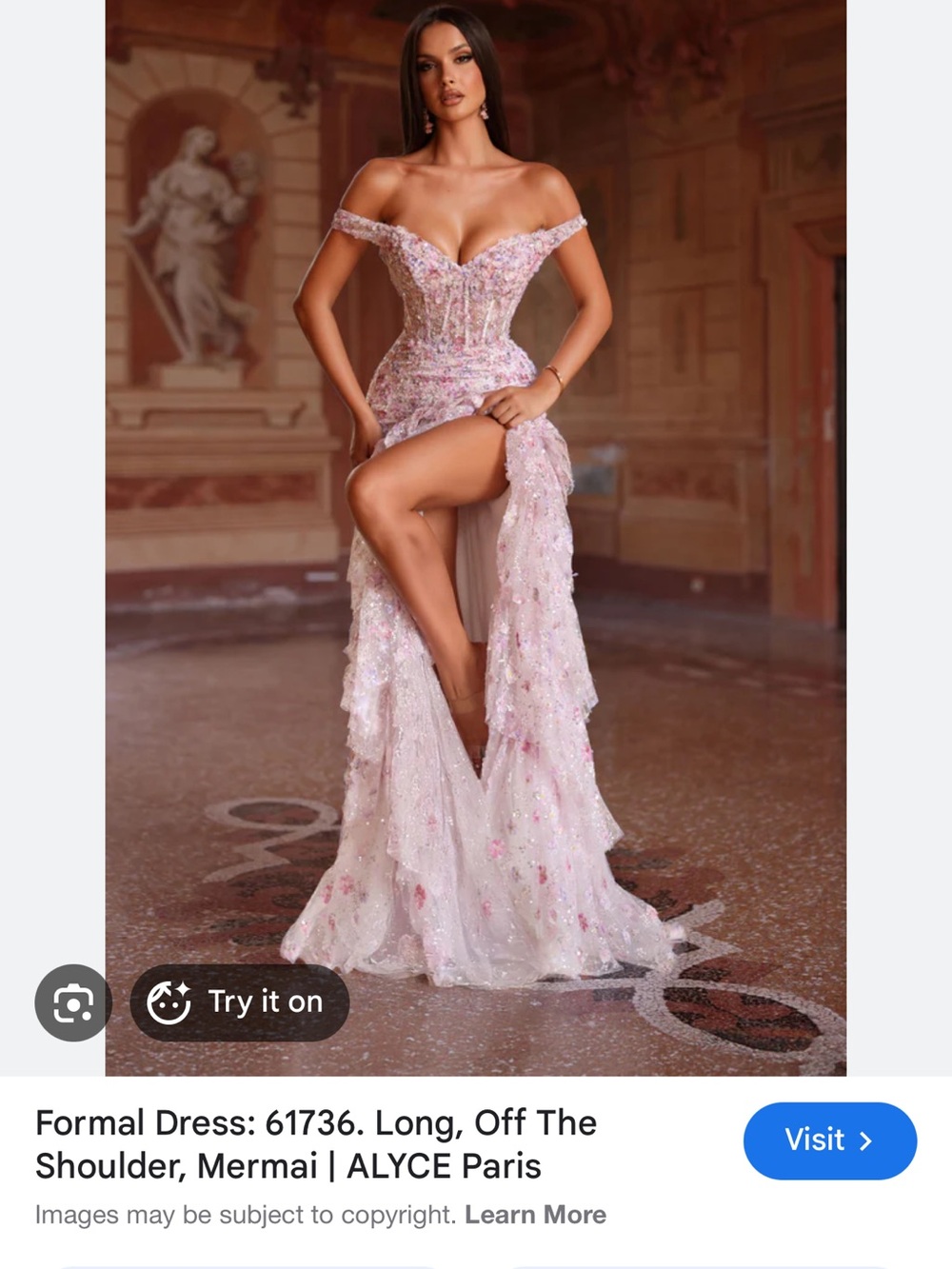 Alyce Paris One-Shoulder Sparkling Blush Pink Mermaid Gown - Picture 2 of 7